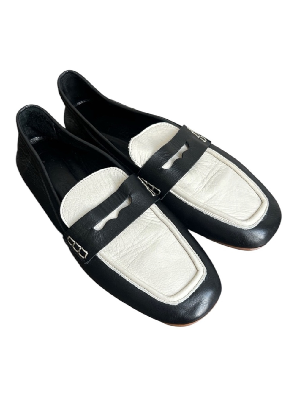 L’intervalle White/Black Leather Penny Loafer Spectator Shoe EU 38 US 7.5